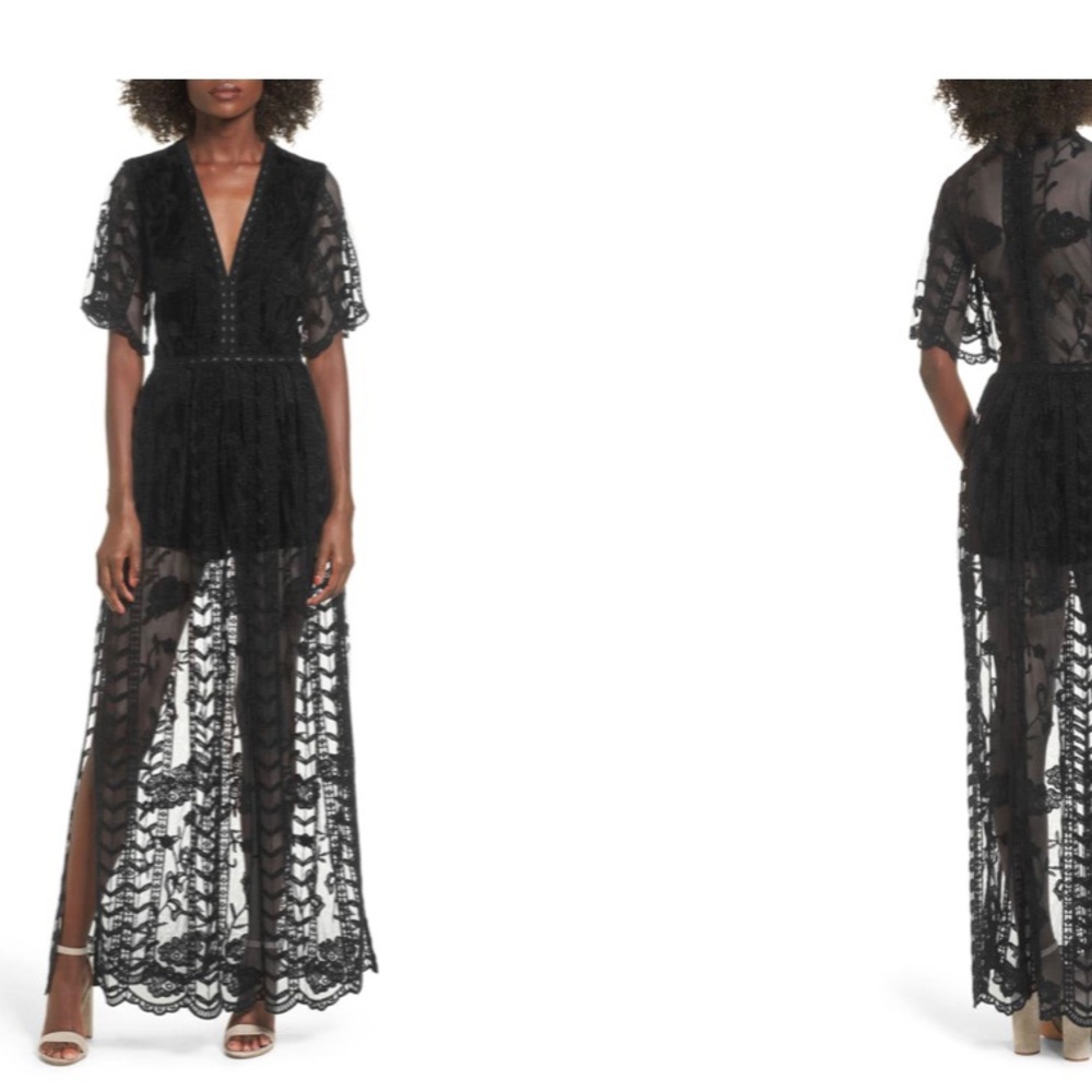 Lace Overlay Romper Dress